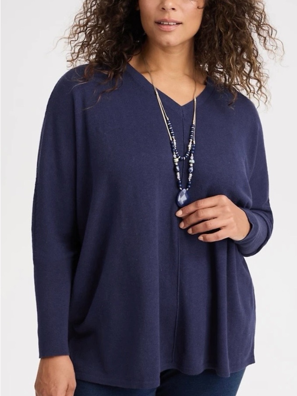 J. Jill Purejill ribbed cuffs v-neck pullover Size 3X Loose Relaxed Lagenlook